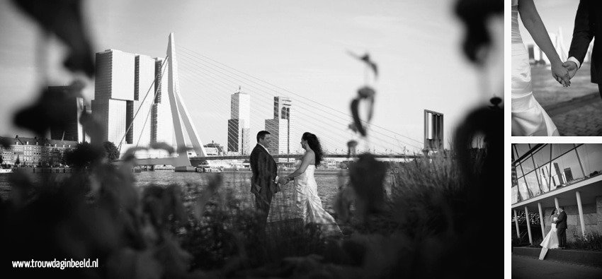 Sunset trouwreportage skyline Rotterdam