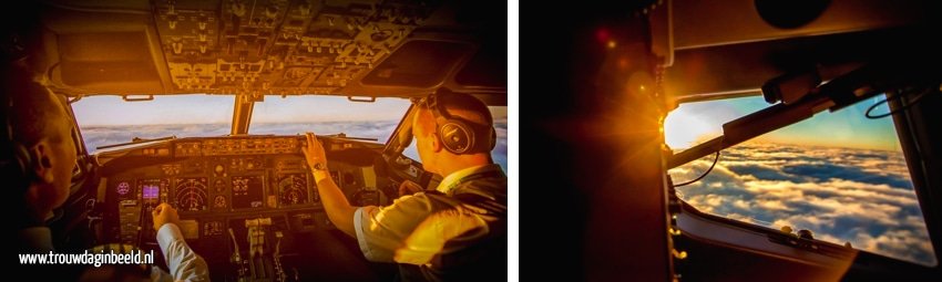 Meevliegen in een cockpit van een Boeing 737-800