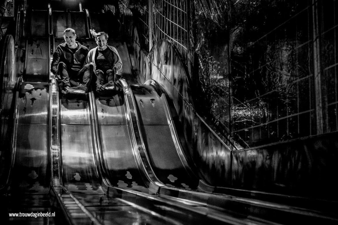 Samen in de glijbaan op de Kermis in Helmond