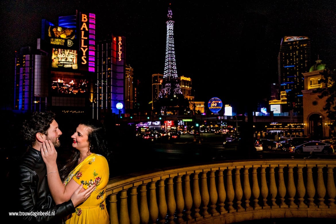 Loveshoot op de Strip in Las Vegas bij Bally's en Paris Casino Resort